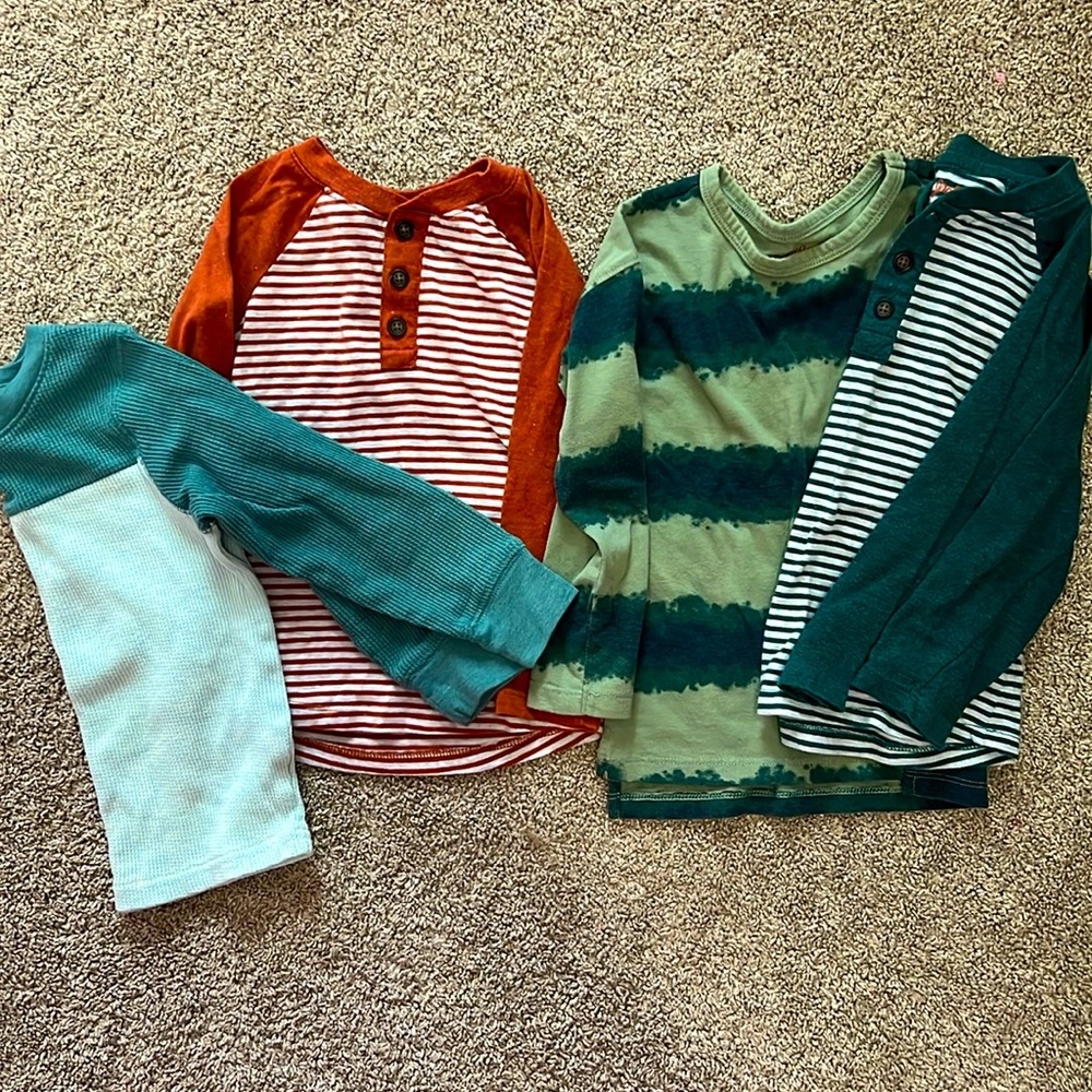 4pk cat and jack boys 3T long sleeve shirts